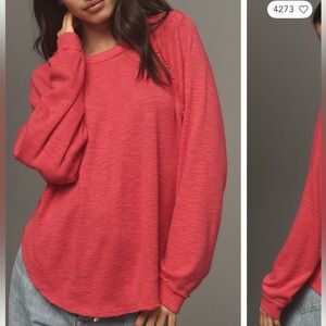 NWT Anthropologie Pilcro Ruffled Raglan Top